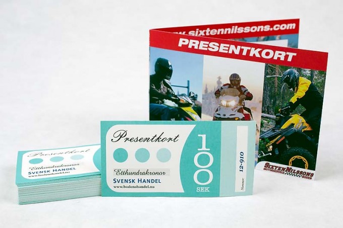Presentkort, biljetter m.m.